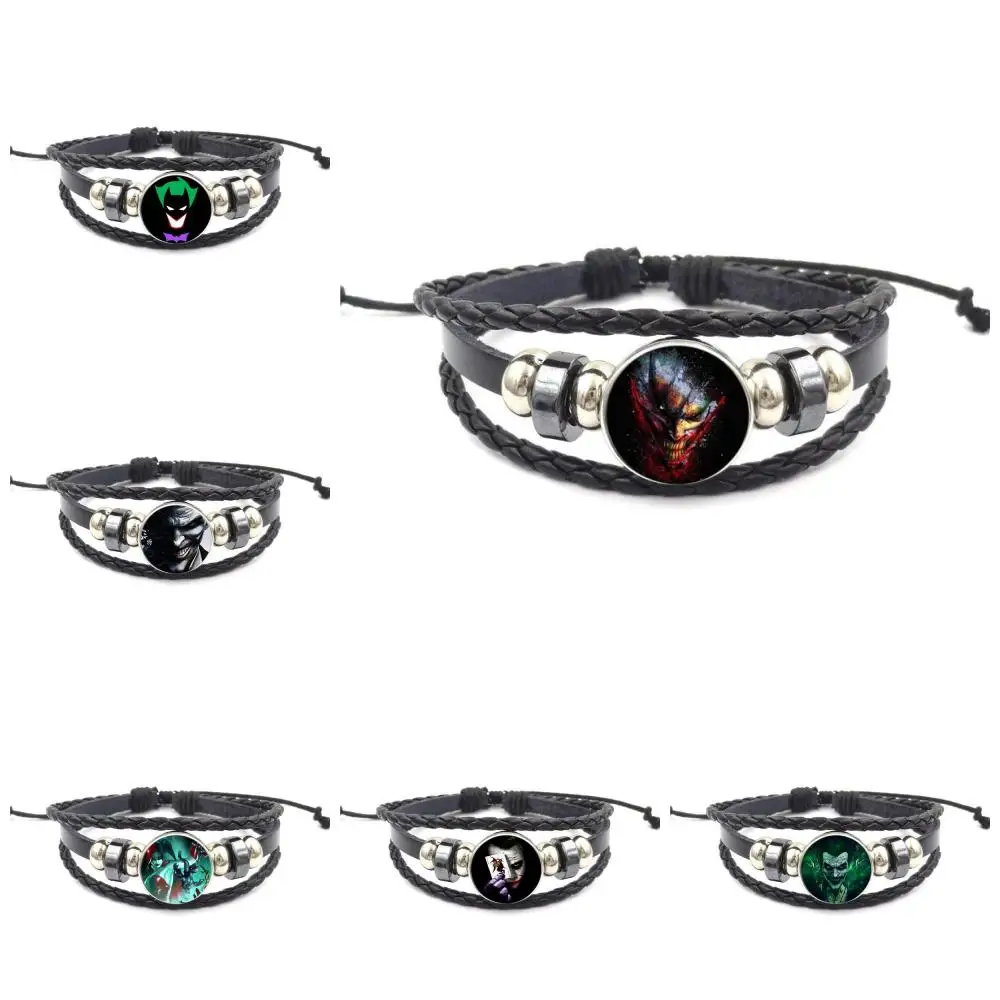 Ювелирные изделия в стиле хип хоп стеклянный кабошон черный кожаный браслет для