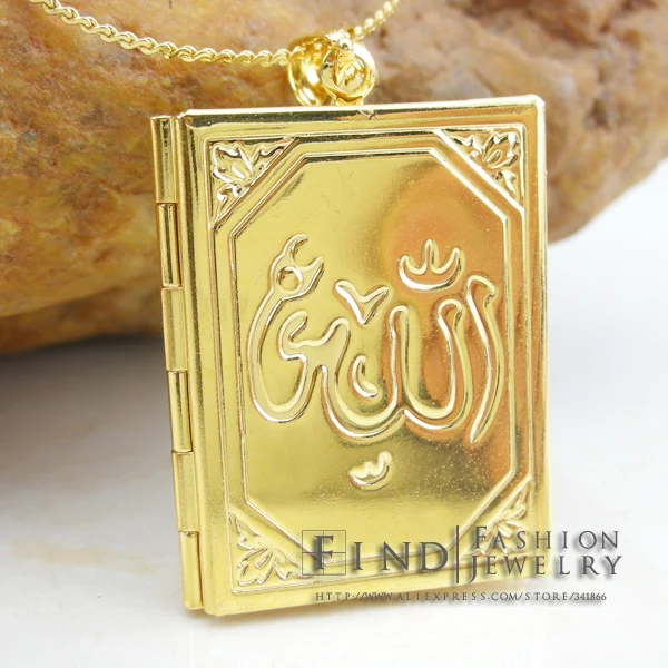 Islam allah jewelry muhammad gold Filled Muslim Islamic quran books pendant women girl &amp men unisex Ramadan Gifts 2pcs/lot | Украшения и