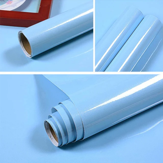 Light Blue Современная самоклеящаяся Настенная Наклейка "сделай сам" для кухни, шкафа, двери, шкафа, мебели, ПВХ контактная бумага, одноцветная настенная бумага для домашнего декора - Цвет: Light Blue
