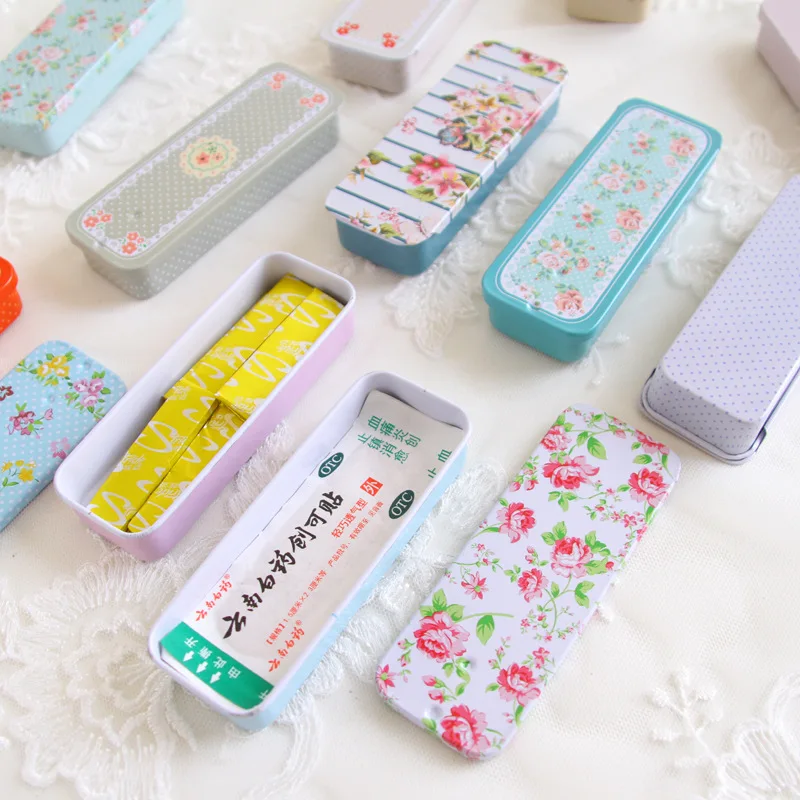 Kawaii прямоугольная коробка для хранения с крышкой слайда железный офисный