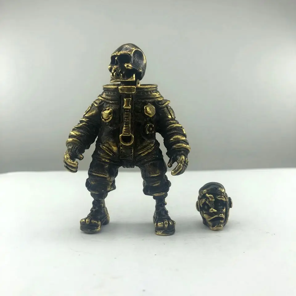 Твердая латунь космонавт череп художественные фигурки каллиграфия пресс папье