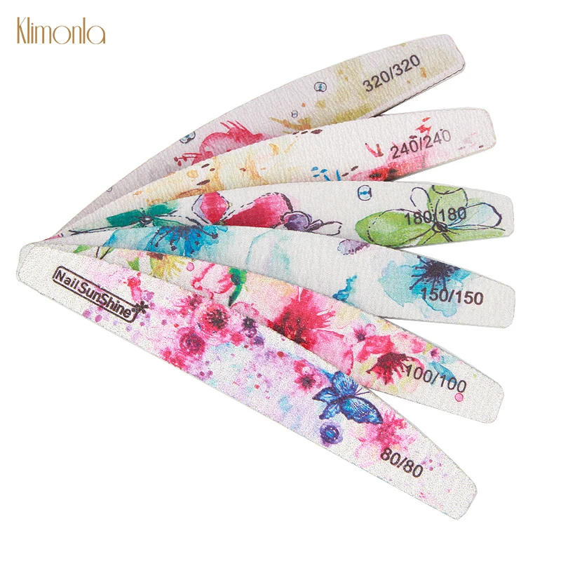 6Pcs/lot Mixed Grit Double-Sided With Ink And Wash Painting Nail Files Sanding Buffer Strips Nail Polishing Manicure Tools