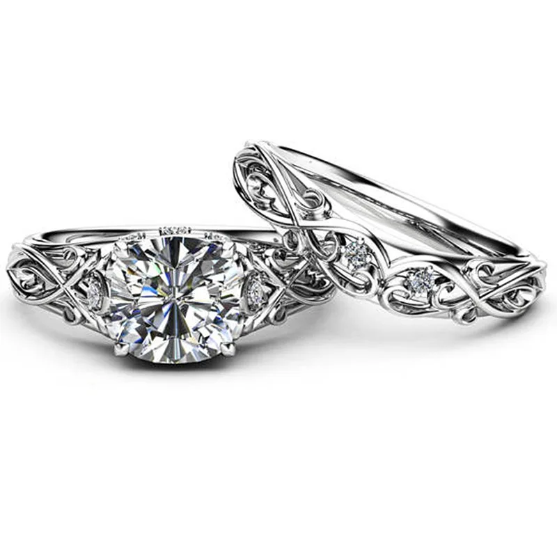 do dower sterling silver platinum plated AAA cubic zircon crystals charms wedding bands engagement ring set for women jewelry | Украшения и