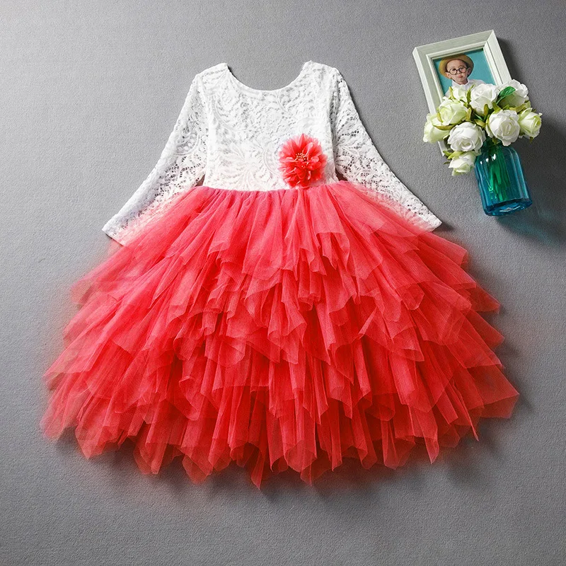 Flower Girls Summer Dress 2018 Princess Party Kids Lace Dresses For Wedding Long Sleeve Backless Children Costumes | Детская одежда и