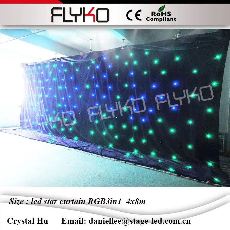 Flyko этап горячая распродажа 4*8 м звезды шторы под занавес для вечерние ночной клуб
