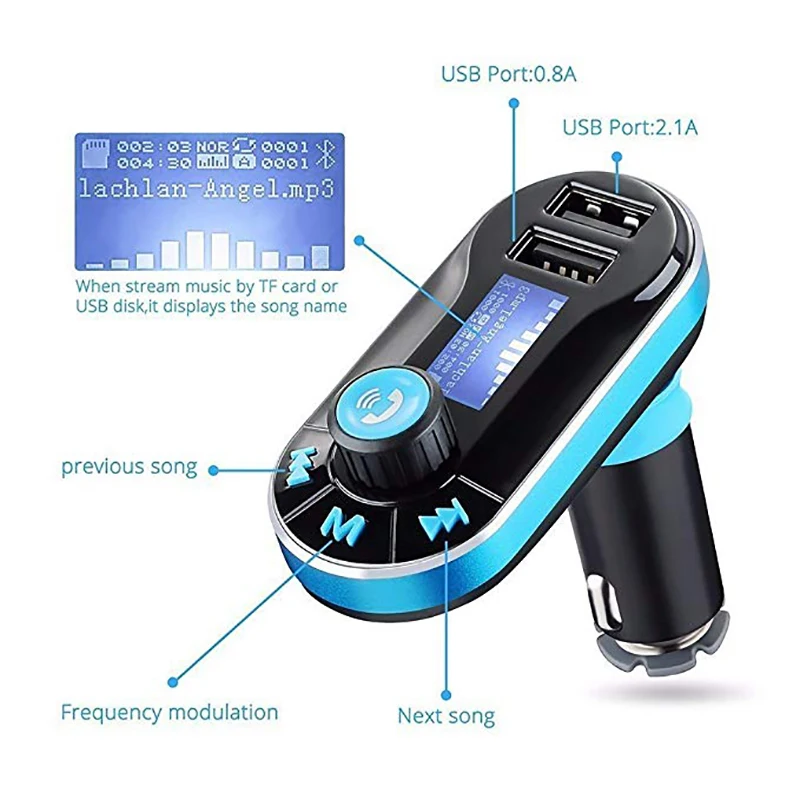 Беспроводной Bluetooth передатчик плеер Hands-free Car Kit Dual USB поддержка SD Совместимость с широким спектром электронных устройств