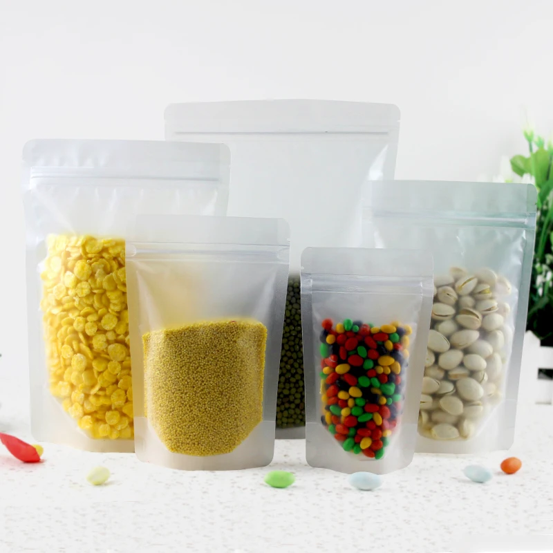 

Free shipping 100pcs/lot 7sizes Frosted matte PET kitchen storage package zipper stand up packaging bags heat seal top zipper