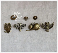 vintage bronze color metal snap button owl bee design sewing accessories leather craft decoration wholesale 50setslot