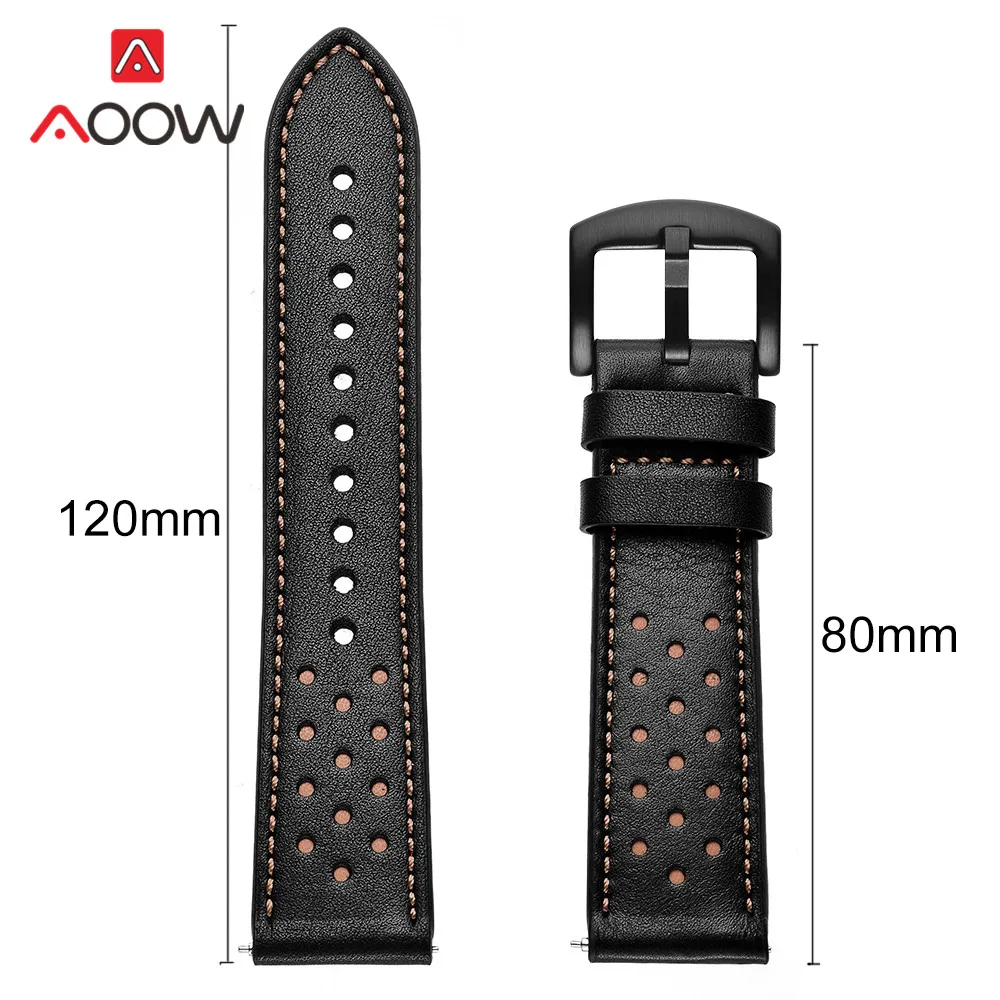20 мм ремешок из натуральной кожи для samsung Galaxy Watch Active 42 мм gear S2 huawei Garmin Amazfit BIP быстросъемный браслет