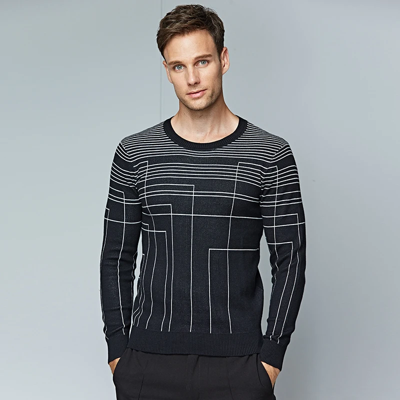 

Men's Sweaters Black Long Sleeves Warm 2018 New Fashion Casual Sweater Men Slim Fit 100% Cotton Pullovers Pull Homme Size M 3XL