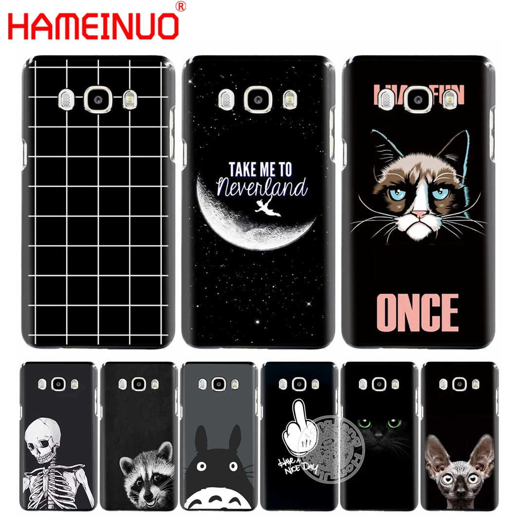 HAMEINUO черный простой дизайн модный Кот Череп чехол для телефона Samsung Galaxy J1 J2 J3 J5 J7