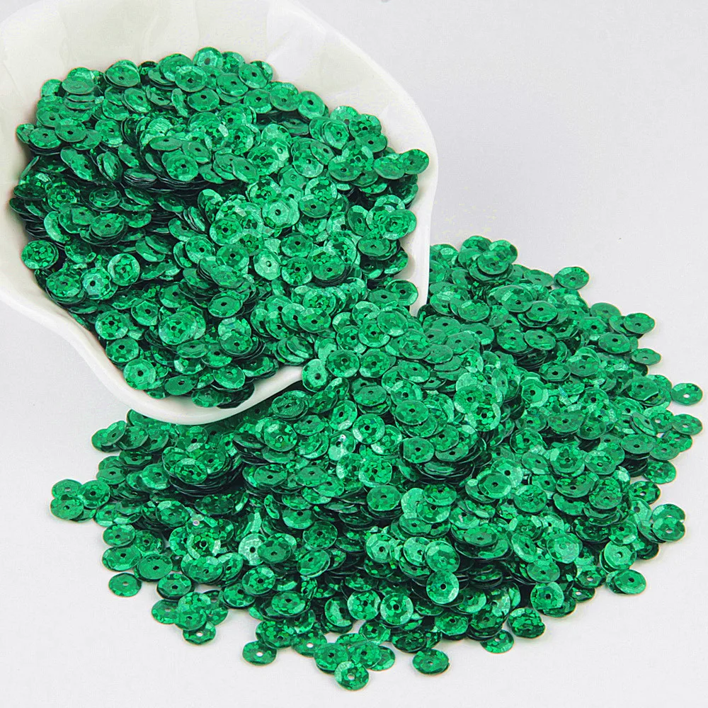 6mm cup laser green Разноцветные зеленые блестки 3 мм 30 мм плоские круглые ПВХ Свободные цветные блестки для рукоделия Блестки для шитья украшения DIY аксессуары - Цвет: 6mm cup laser green