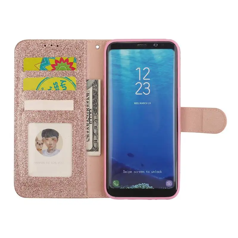 Чехол-книжка с бумажником для samsung Galaxy S8 S9 Plus S7 Edge, чехол с блестками из искусственной кожи S9Plus S8Plus S7Edge, чехол для телефона s Coque