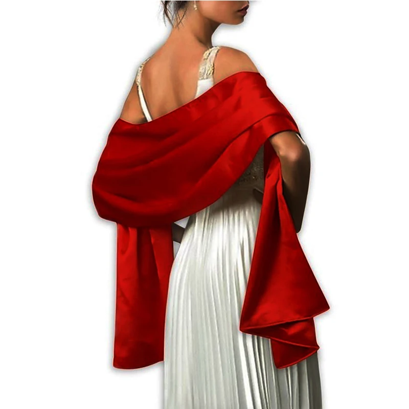

2021 New Arrival Women Evening Wraps Shawls 200*45 cm Satin Long Formal Wedding Party Ladies Bolero