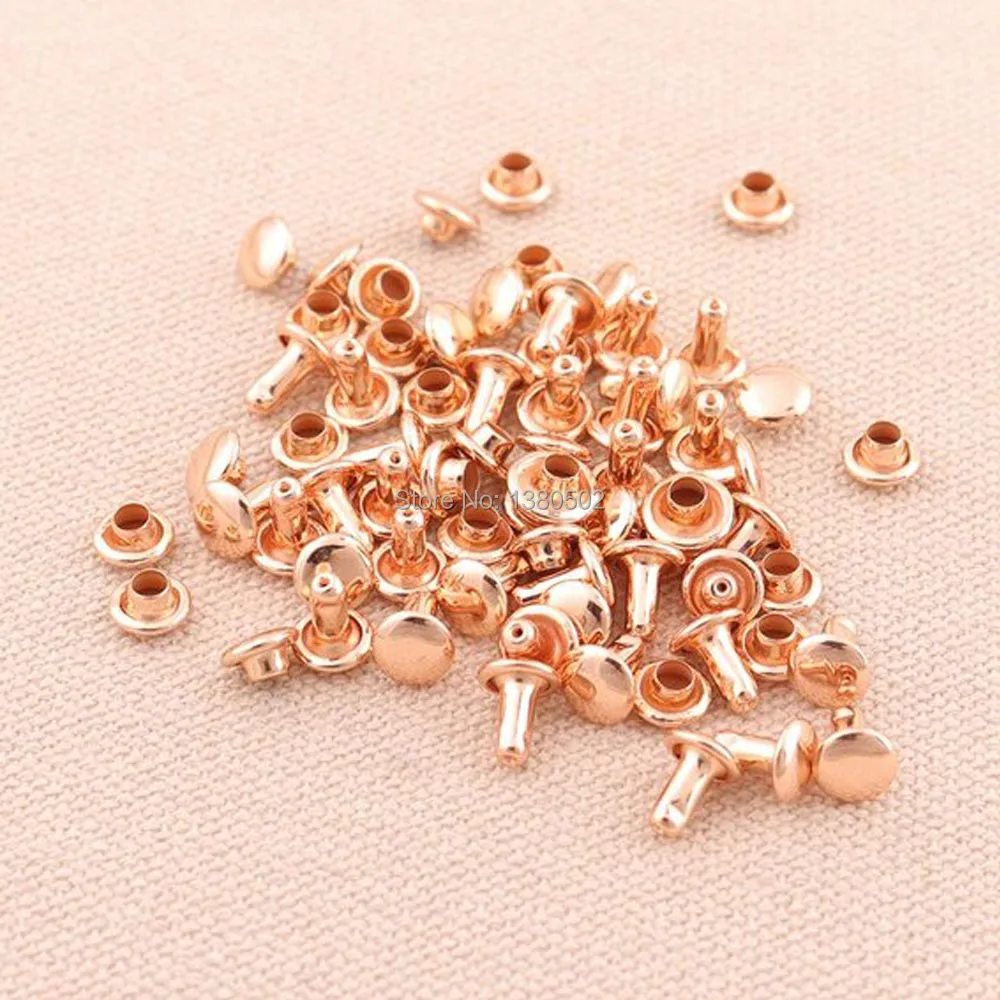 100sets 5*5mm rose gold color metal Rivets Stud Collision Nail for Bag Belt shoes garment accessories | Дом и сад