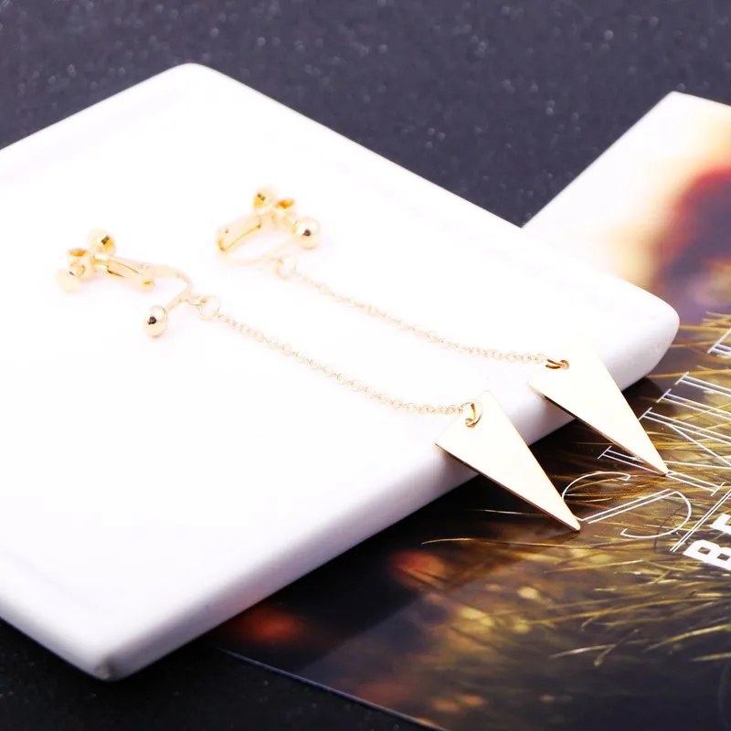 Минималистичный модный геометрический треугольный кулон с винтовым зажимом для