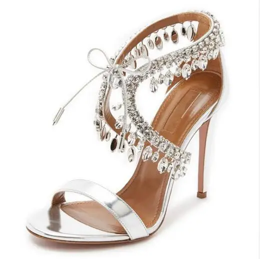Summer Bling Women Gladiator Sandals Brand Suede Strappy High Heels Shoes Woman Lace Up Pumps Rhinestone Zapatos Mujer | Обувь