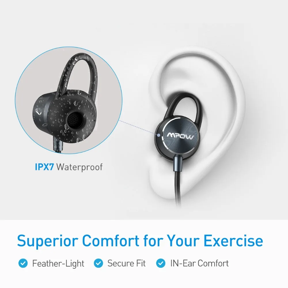 Mpow Judge Bluetooth наушники IPX7 водонепроницаемые Беспроводные спортивные наушники Магнитный дизайн стерео звук с 6 часов воспроизведения для спортзала