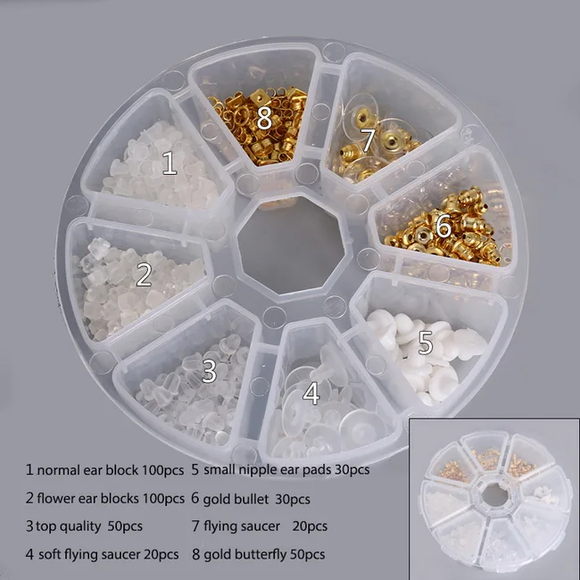 02 400pcs Горячие DIY серьги-гвоздики Блок пробки смешанные ювелирных изделий наборы для установки коробки для женщин 380/400 шт уши пост гайки пробка - Цвет: 02 400pcs