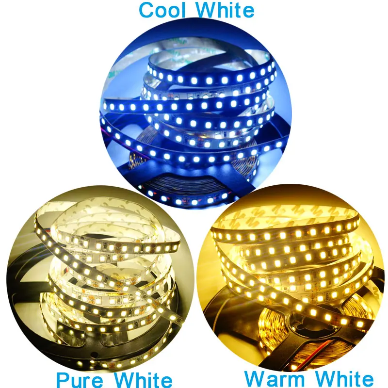 

5M DC12V 8MM width SMD 2835 120LEDS/M Cool White / Warm White / Pure White Flexible LED Strip Light LED Tape