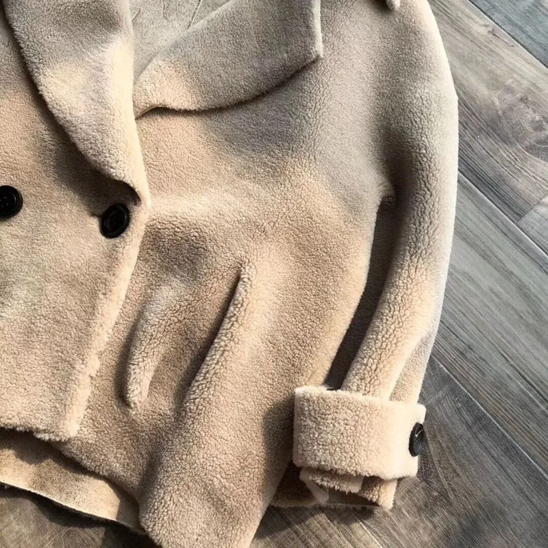 Gours Genuine Shearling Jackets for Women Fashion Natural Wool Real Fur Overcoats Thick Warm In Winter 2018 New Arrival 1803 | Женская
