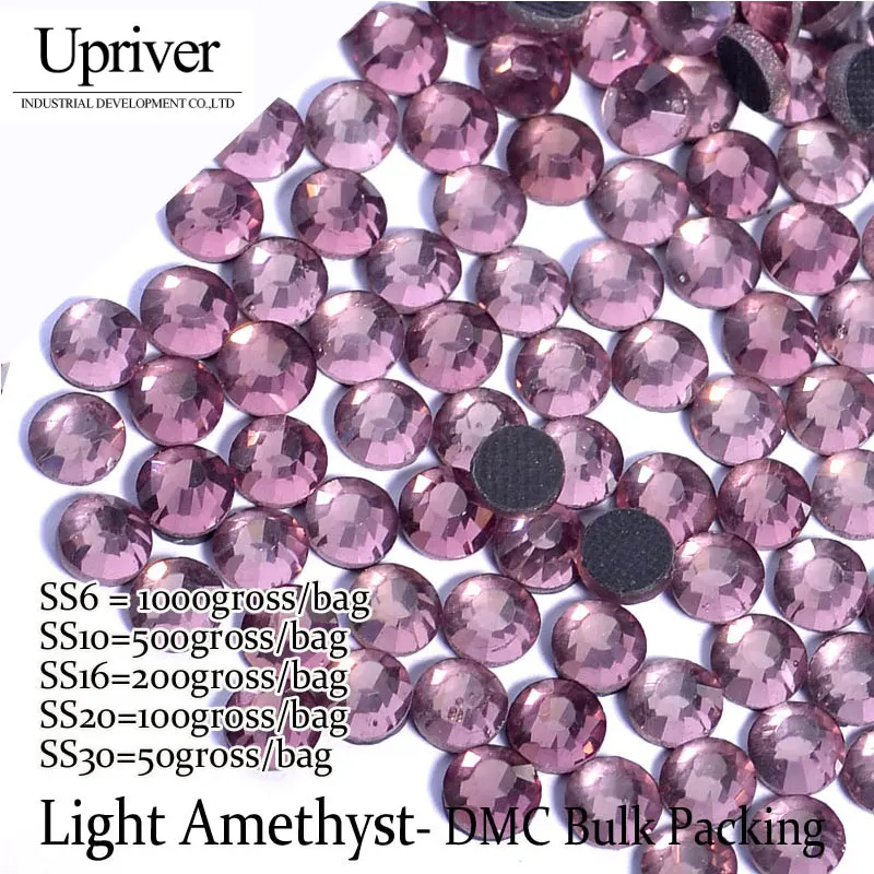 

Bulk Packing Loose Machine Cut Best Quality Shiny SS6 SS10 SS16 SS20 SS30 Light amethyst Flatback Hotfix Rhinestones