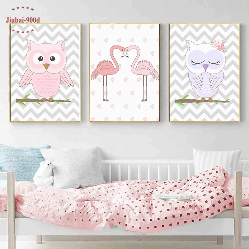 Детская мультяшная Сова плакаты Холст Картина детская комната Настенный декор
