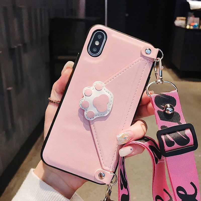 Милый кожаный чехол с когтями для iPhone 6 6s 7 8 Plus модные карманные держатели чехлы