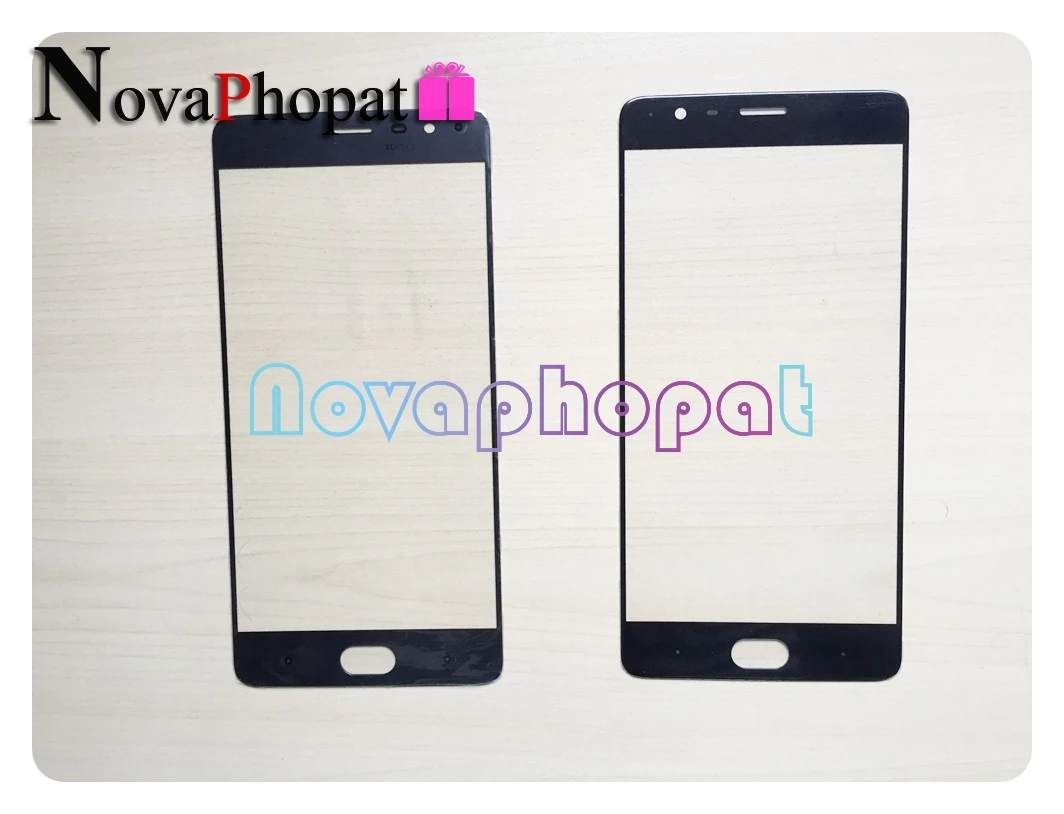 Novaphopat Черная передняя внешняя стеклянная панель для Oneplus 1 + 3 три A3000 стеклянный