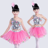 childrens performing sequins skirt modern jazz dance performance stage show clothing girls kindergarten bubble skirt jq 067