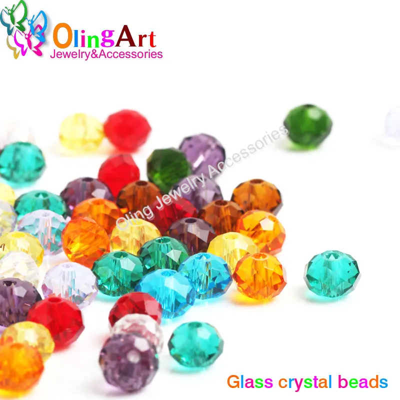 

OlingArt 6mm 160pcs glass Crystal beads Mixed multicolor faceted flat round DIY bead Bracelet choker necklace jewelry making