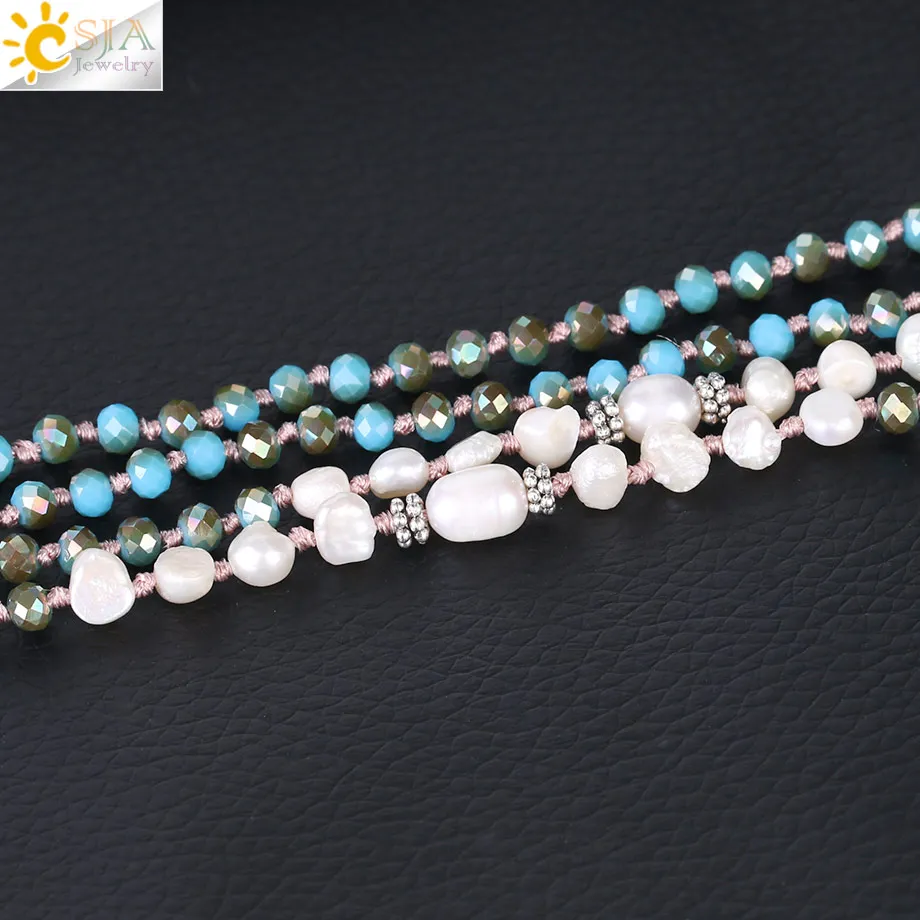 CSJA розовые зеркальные перламутровые синие стеклянные бусины с узлом 4 мм