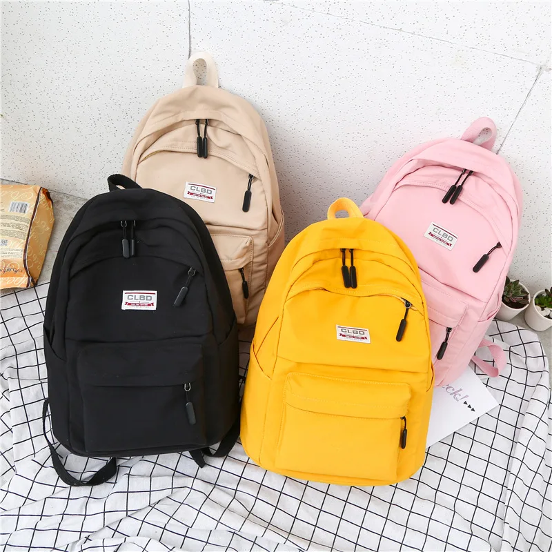 2019 Canvas Women Backpack Solid Student School Bag for Teenage Girls Travel Female Book Shoulder Mochila Feminina CJ863 | Багаж и сумки