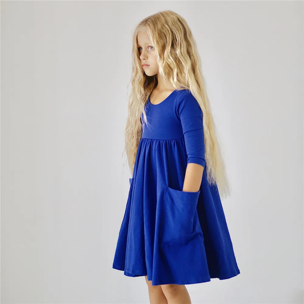 Toddler Baby Girl Long Sleeve Princess Dress Autumn Winter Children Clothing 1-6 Years Girls Solid Color Dresses Kids Costume | Детская