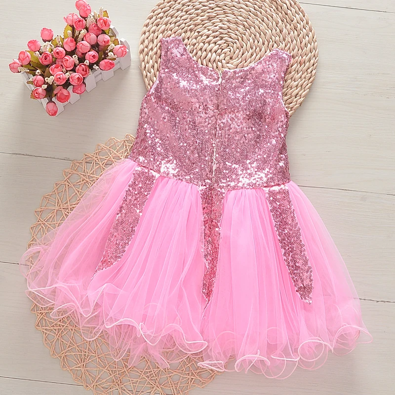 girls dress summer new fashion mesh sequins kids sleeveless for children wedding party princess clothing | Детская одежда и обувь