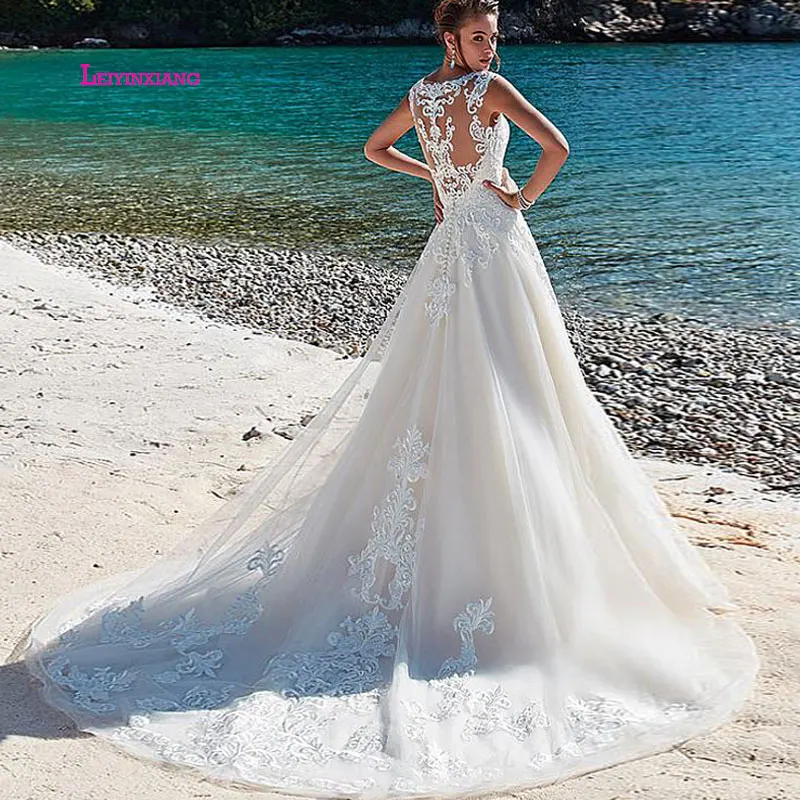 LEIYINXIANG Новое поступление свадебное платье невесты Vestido De Noiva Sereia Robe открытая спина