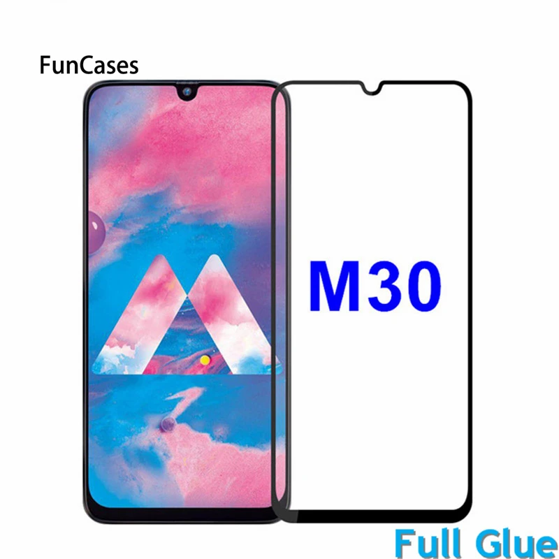 

1PCS Full Glue Screen Protector For Samsung Galaxy M30 Tempered Glass Full Cover Glass For Samsung M30 M305 9H 2.5D Premium Film