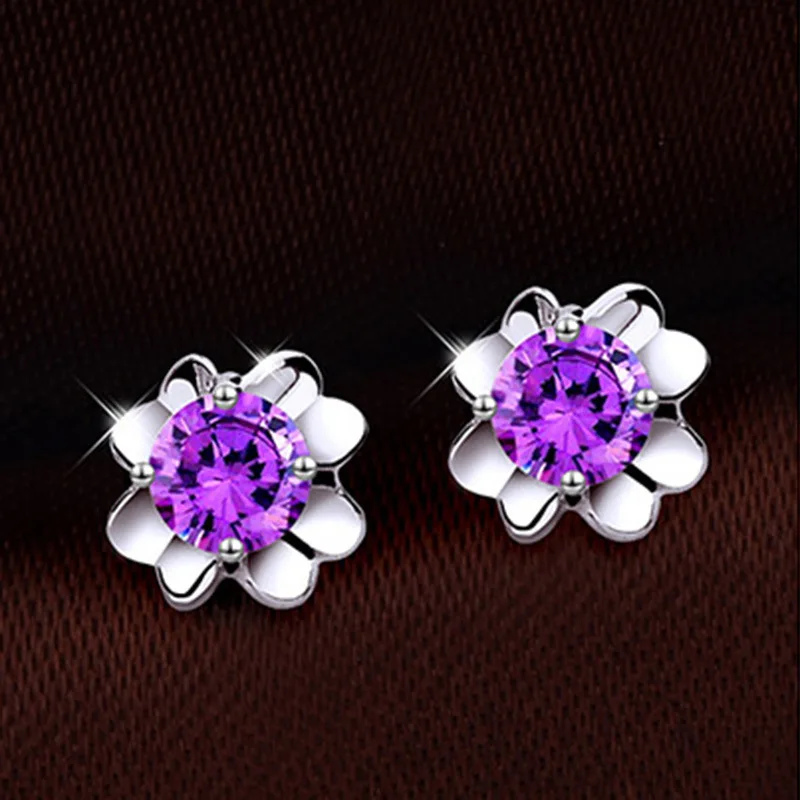 

New Product Launch Distribution: New Fashion Earrings Queen Beautiful Shiny Flower Purple Crystal Stud Earrings For Women