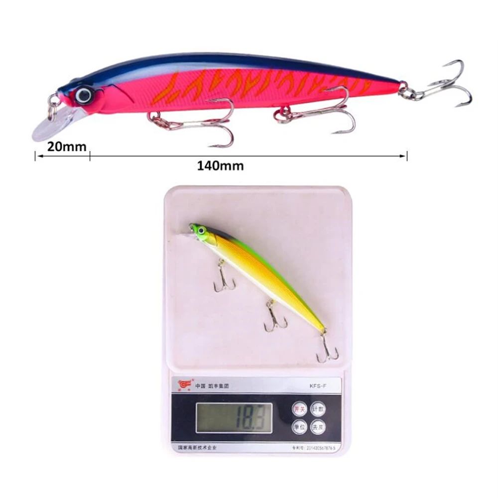 1 шт. Рыболовная Приманка Minnow 14 см 18 3 г жесткая Crankbait с рыболовными крючками