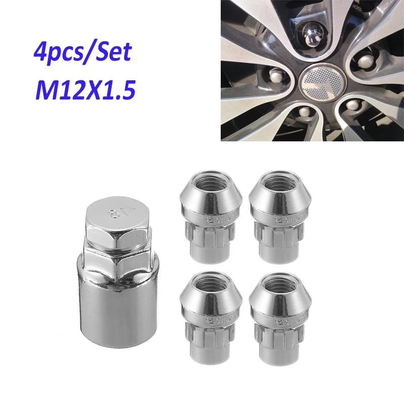 4x/комплект M12x1.5mm Противоугонный замок Колесные гайки 60 градусов конические болты безопасности с уникальным фиксирующий ключ автомобиля Запчасти для авто