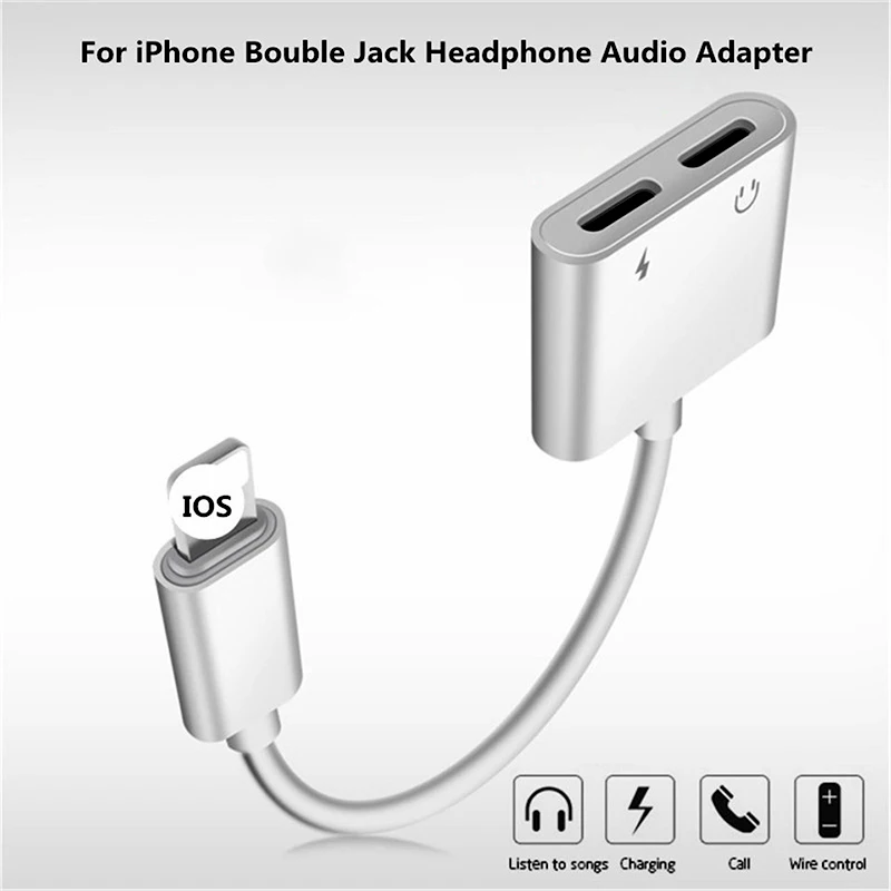 IOS 12 Double jack 3,5 мм разъем для наушников адаптер 2в1 зарядка и воспроизведение аудио кабель для наушников конвертер для iPhone X 7 8 Plus XS Max XR AUX Adaptador - Цвет: IOS 12 Double jack