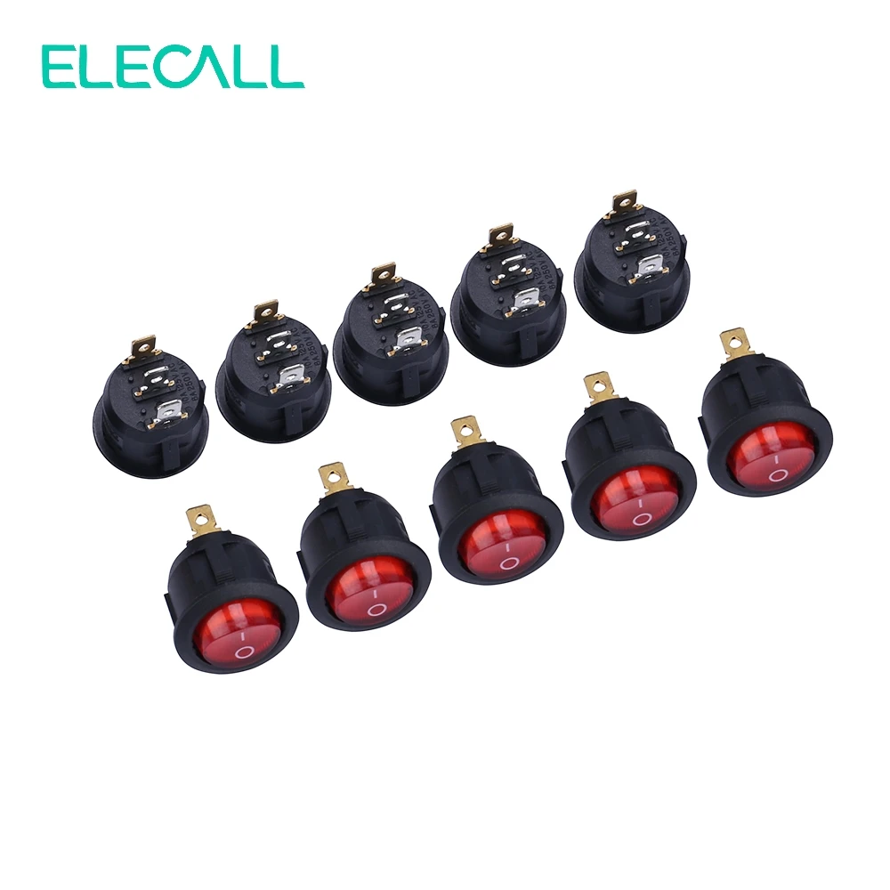 ELECALL 6A250V 10A125V KCD1-105N красная кнопка тумблер 3 Pin выключатель питания | Обустройство