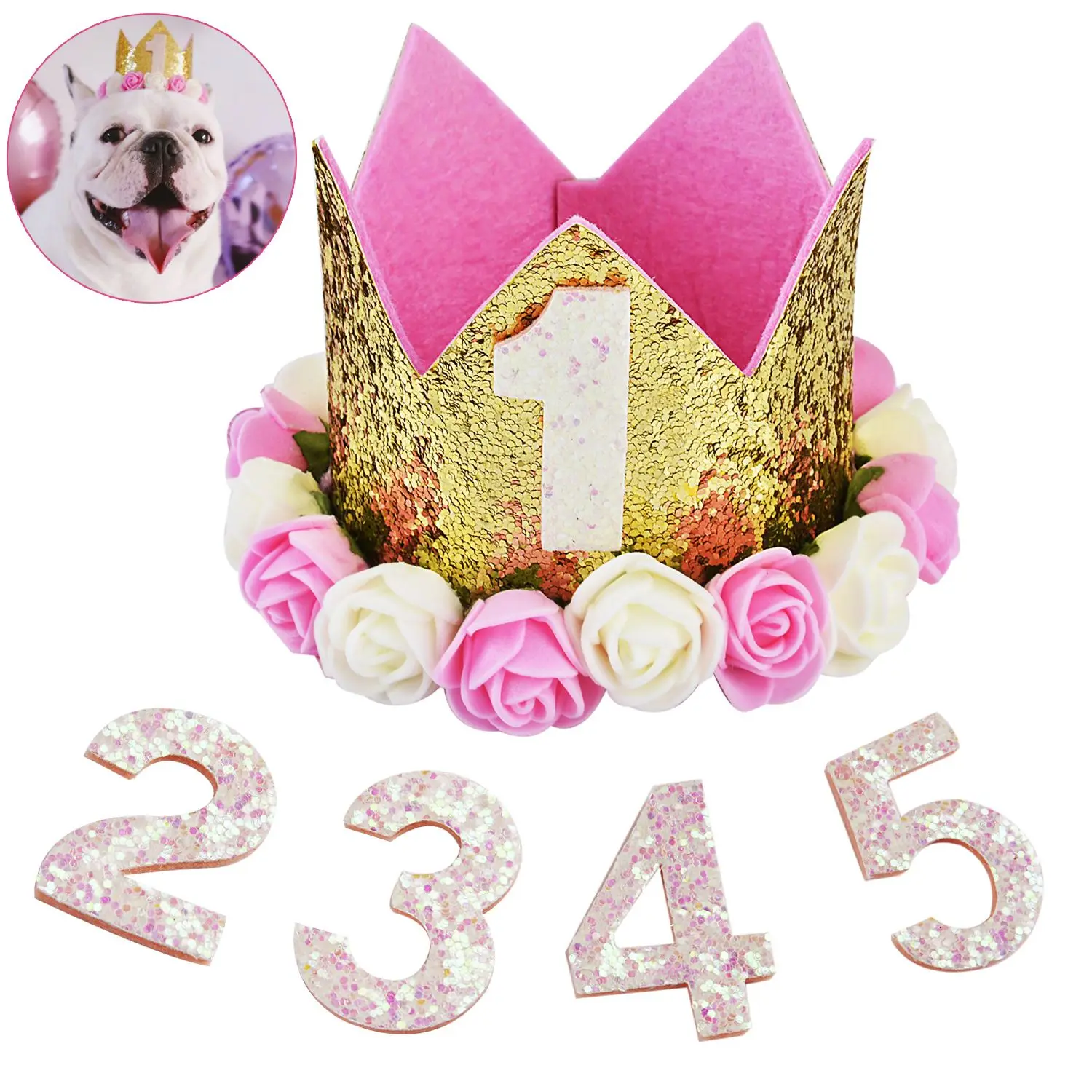 Высокое качество, шляпа для вечеринки в честь Дня Рождения, для питомцев, кошек, собак, от одного до пяти колпачков, для первого дня рождения, для принцессы, корона, вечерние, для щенка, котенка, ободок для волос