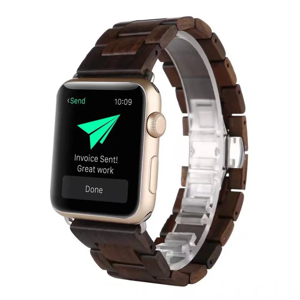 Высококачественный деревянный ремешок для часов для Apple Watch 38 мм 42 мм, браслет для умных часов, деревянный ремешок для часов Apple Watch Series 4 3 2 1