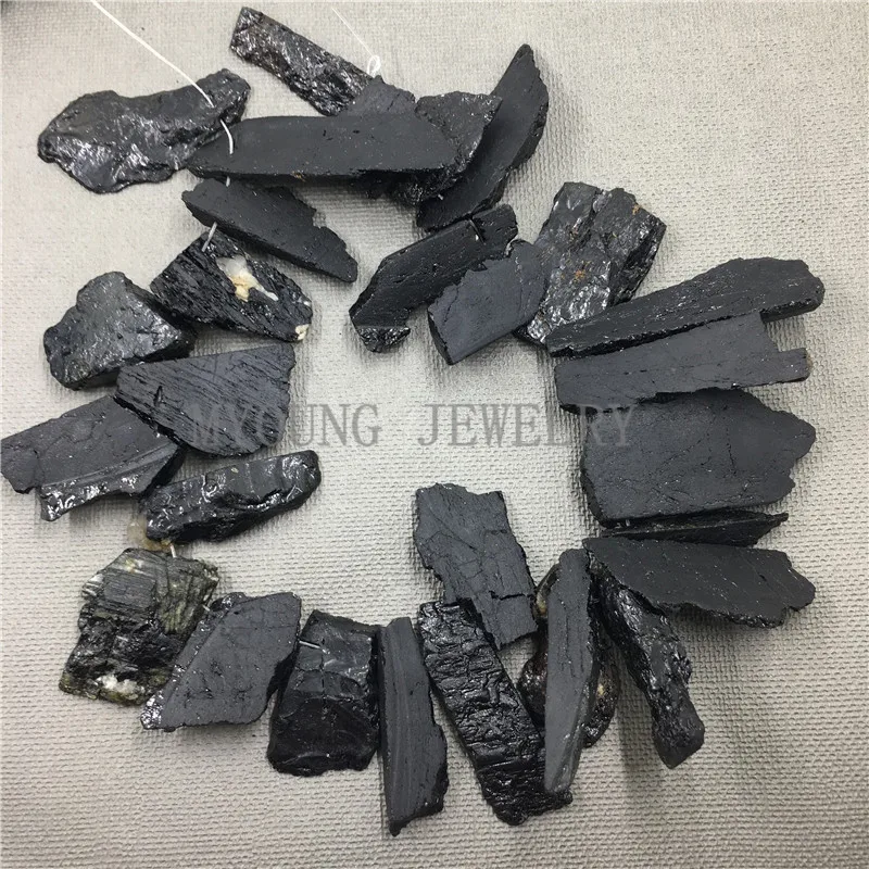 MY0796 Freeform Black Crystal Quartz Nugget Beads Coated Druzy Slice Spike Point Top Drilled Necklace | Украшения и аксессуары