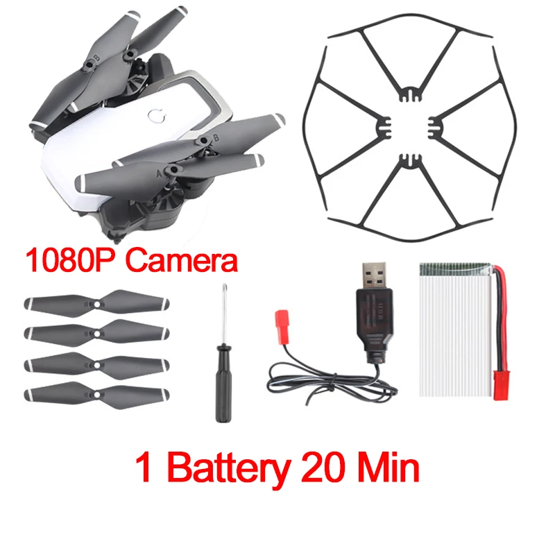 Дрон с камерой lagopus D8, 20 минут, Дрон с батареей 5 МП, FPV, wifi, 1080 P, Дрон с камерой, HD Квадрокоптер, мини Дрон, складной - Цвет: White 1 battery