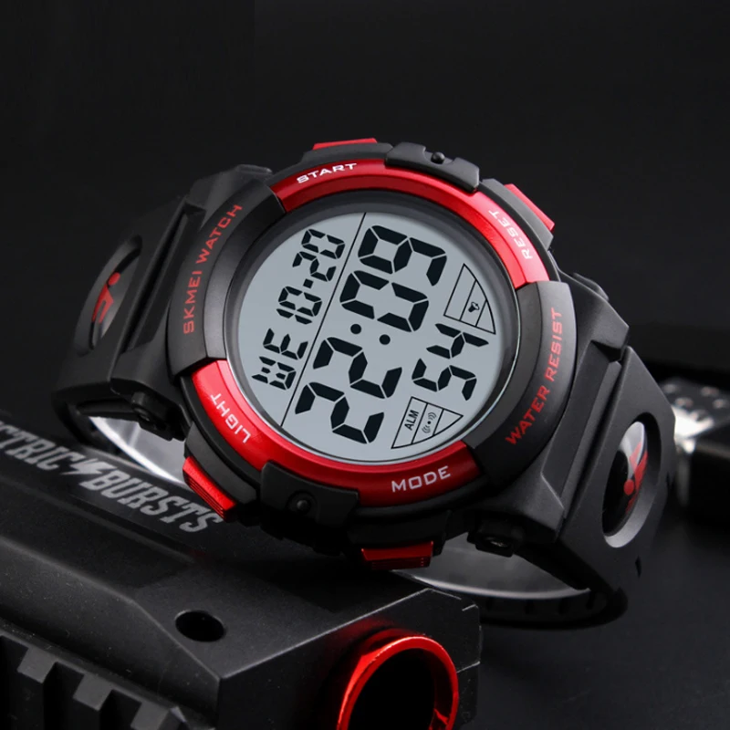 SKMEI Chrono Мужские часы Топ люксовый бренд спортивные часы электронные цифровые мужские наручные часы мужские 50 м водонепроницаемые мужские часы 1258