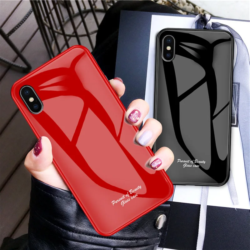 Роскошные Карамельный цвет Закаленное стекло чехол для iPhone X XS MAX XR