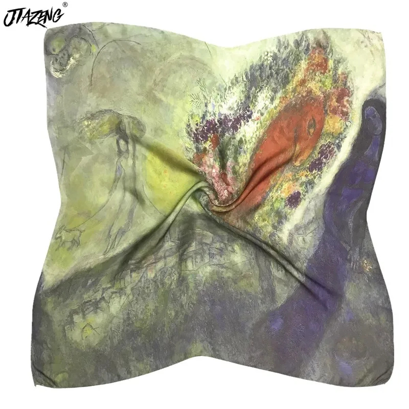 

Abstract Oil Painting Silk Scarf Fashion Hijab Scarf For Women Hair Scarfs Kerchief 70cm Neckerchief Headband Scarves For Ladies