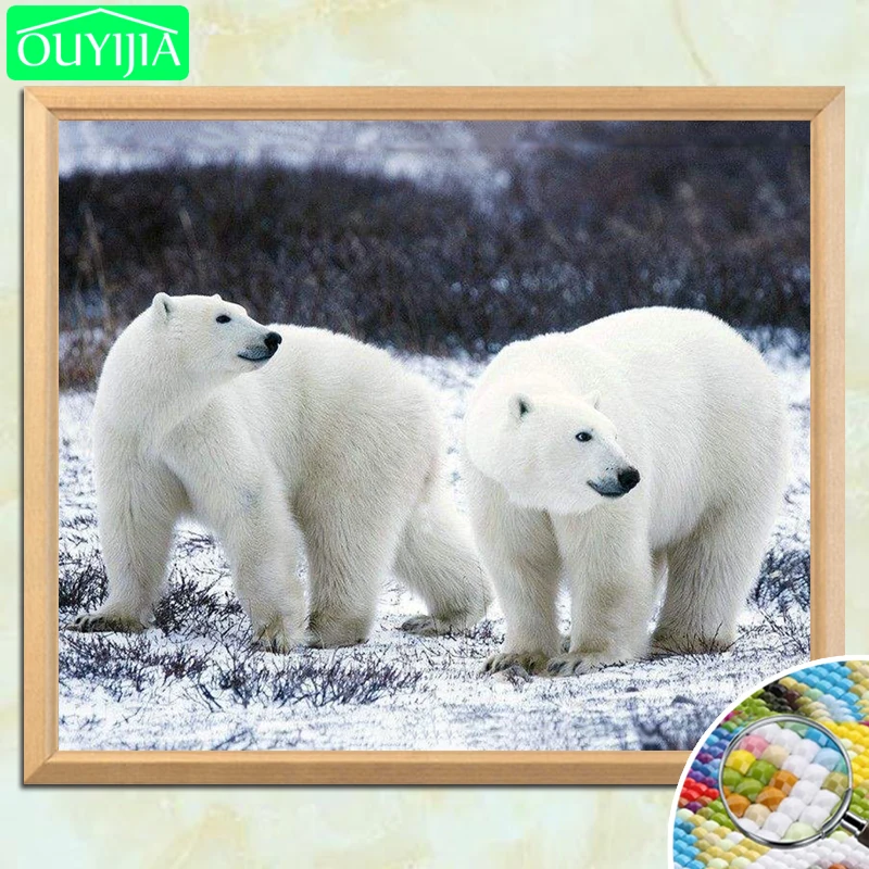 Картина для алмазной вышивки с изображением пары полярных медведей OUYIJIA 5D